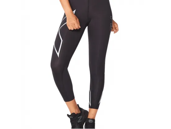 2XU Women's 7/8 Compression Tights - BLACK / SILVER