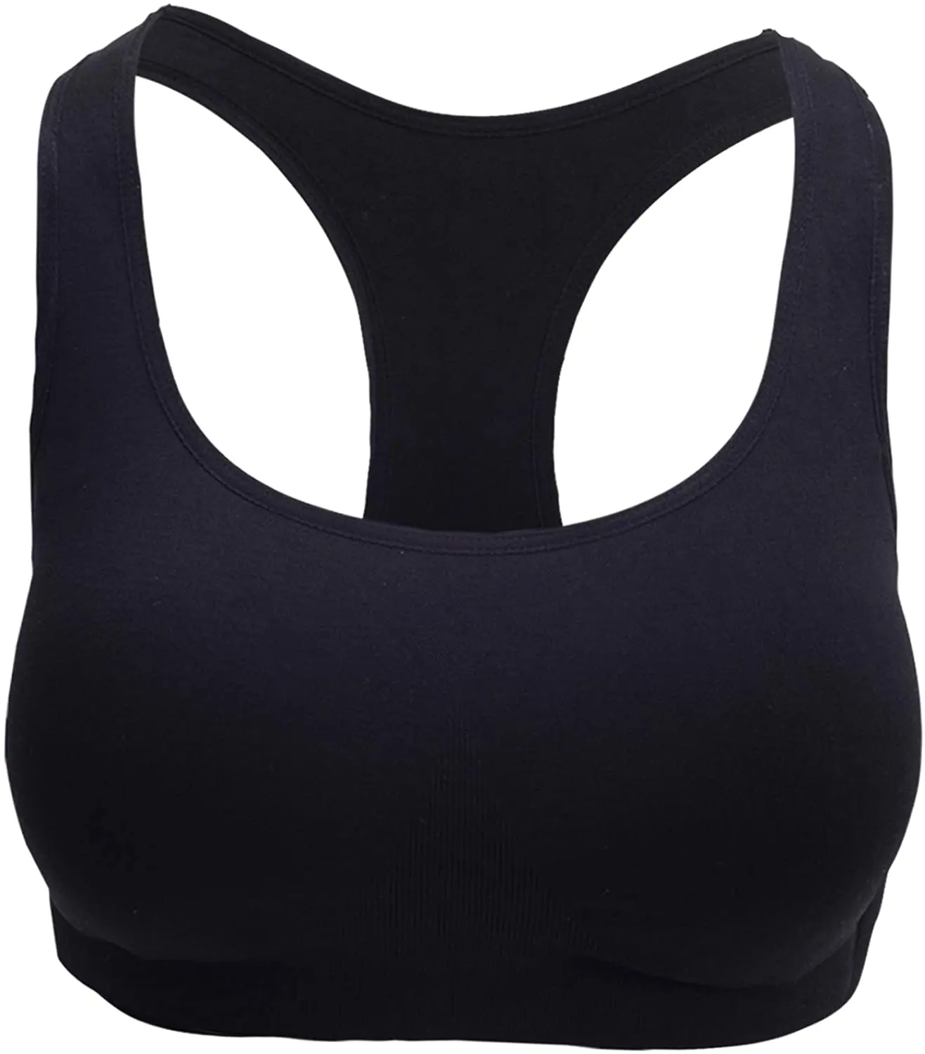 3 Pack Racerback Black Sports Bras, Removable Padded Seamless Activewear Fitness Bra