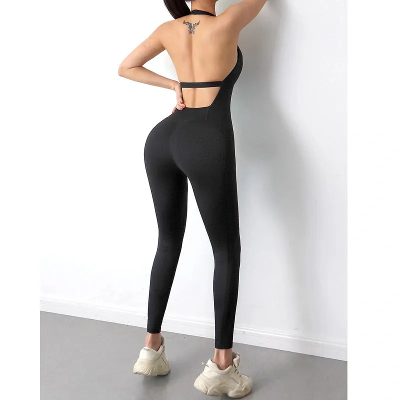 4FunGift® Sexy Back Hollow Sport Suit Yoga Set Fitness Jumpsuit Sportswear for Women