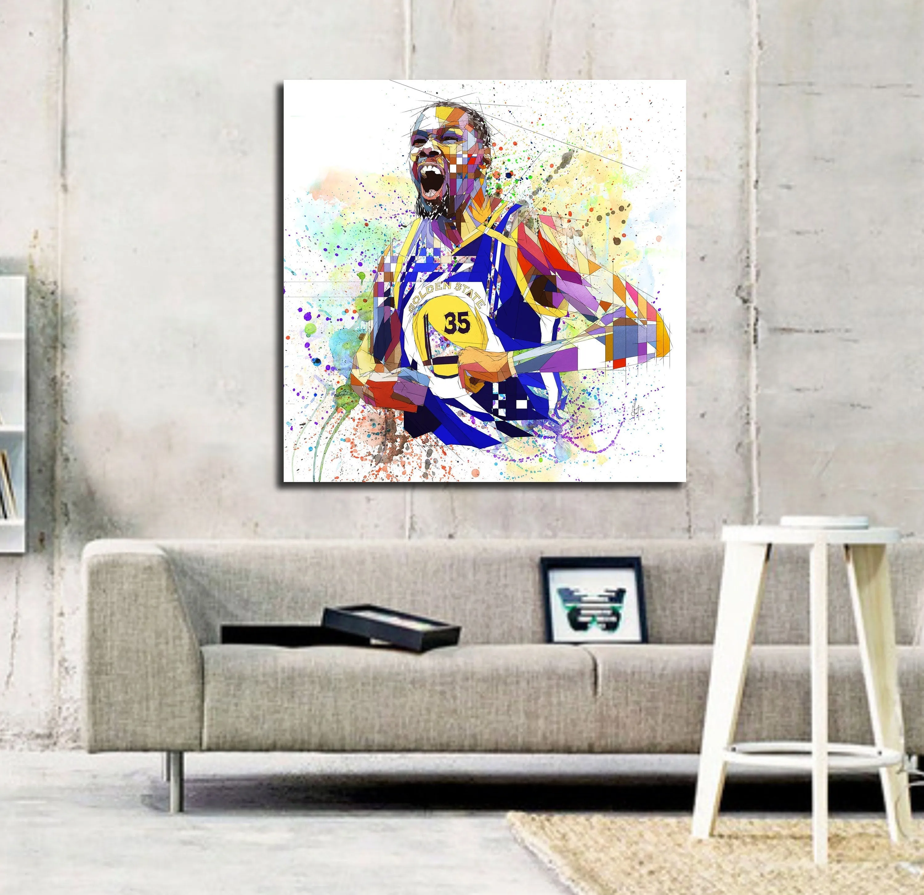 Abstract Basketball Canvas Wall Art Inspired by Kevin Durant // NBA-KD01