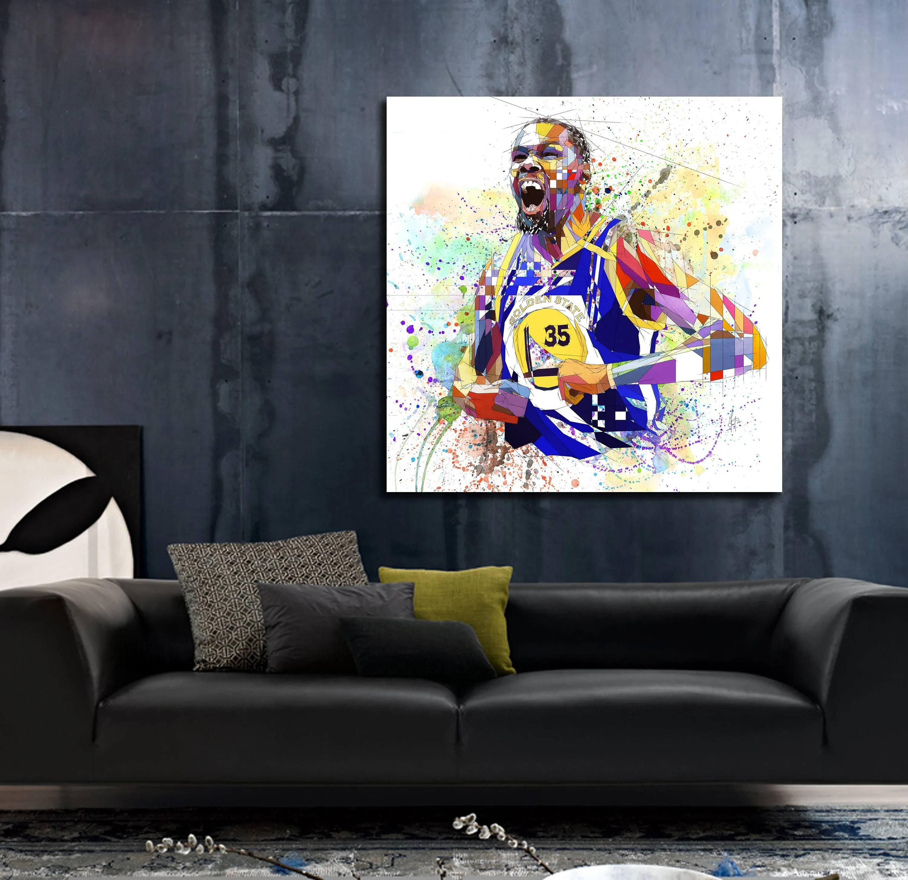 Abstract Basketball Canvas Wall Art Inspired by Kevin Durant // NBA-KD01