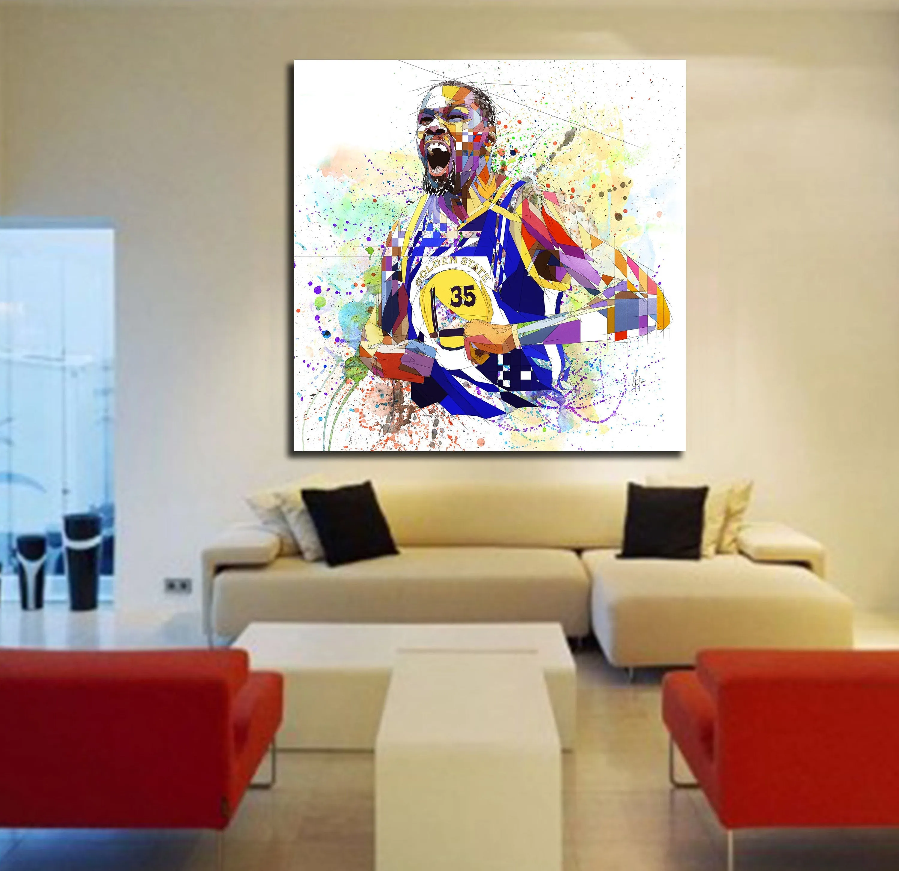 Abstract Basketball Canvas Wall Art Inspired by Kevin Durant // NBA-KD01