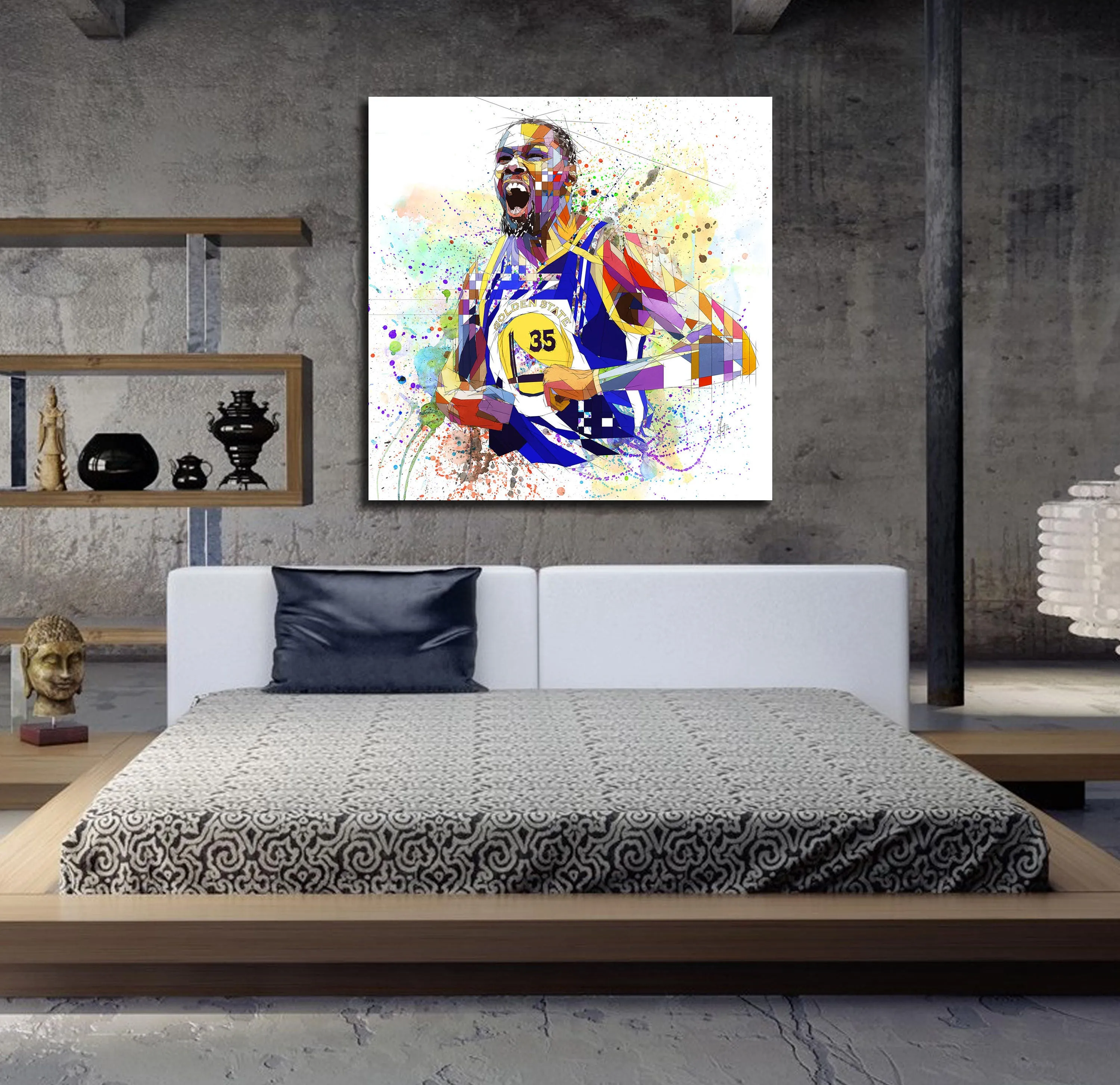 Abstract Basketball Canvas Wall Art Inspired by Kevin Durant // NBA-KD01