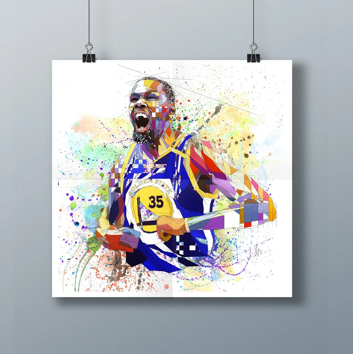 Abstract Basketball Canvas Wall Art Inspired by Kevin Durant // NBA-KD01