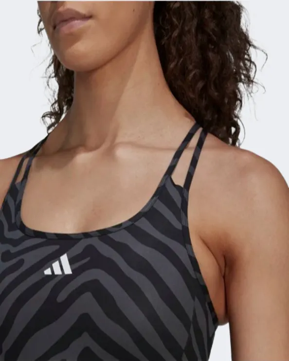 Adidas Hyperglam Techfit Medium-Support Zebra Women Training Bra Grey/Black Ib3618