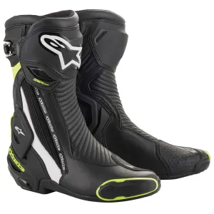 Alpinestars SMX Plus v2 Boots Black White & Yellow Fluo