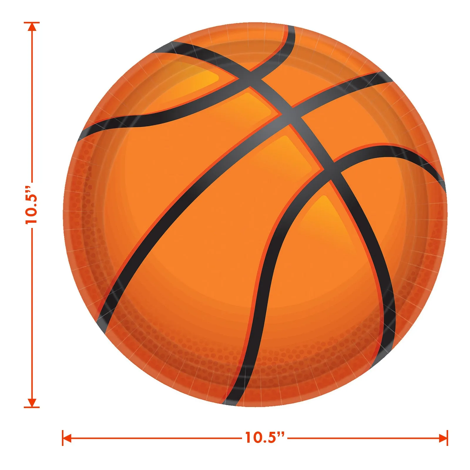 Basketball Party Large Round Paper Dinner Plates and Solid Black Lunch Napkins (Serves 18)