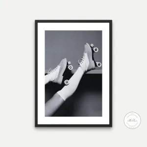 Black And White Retro Roller Skates Poster PRINTABLE ART, Black & White Photography Posters, Sports Prints, Roller Skates Lover