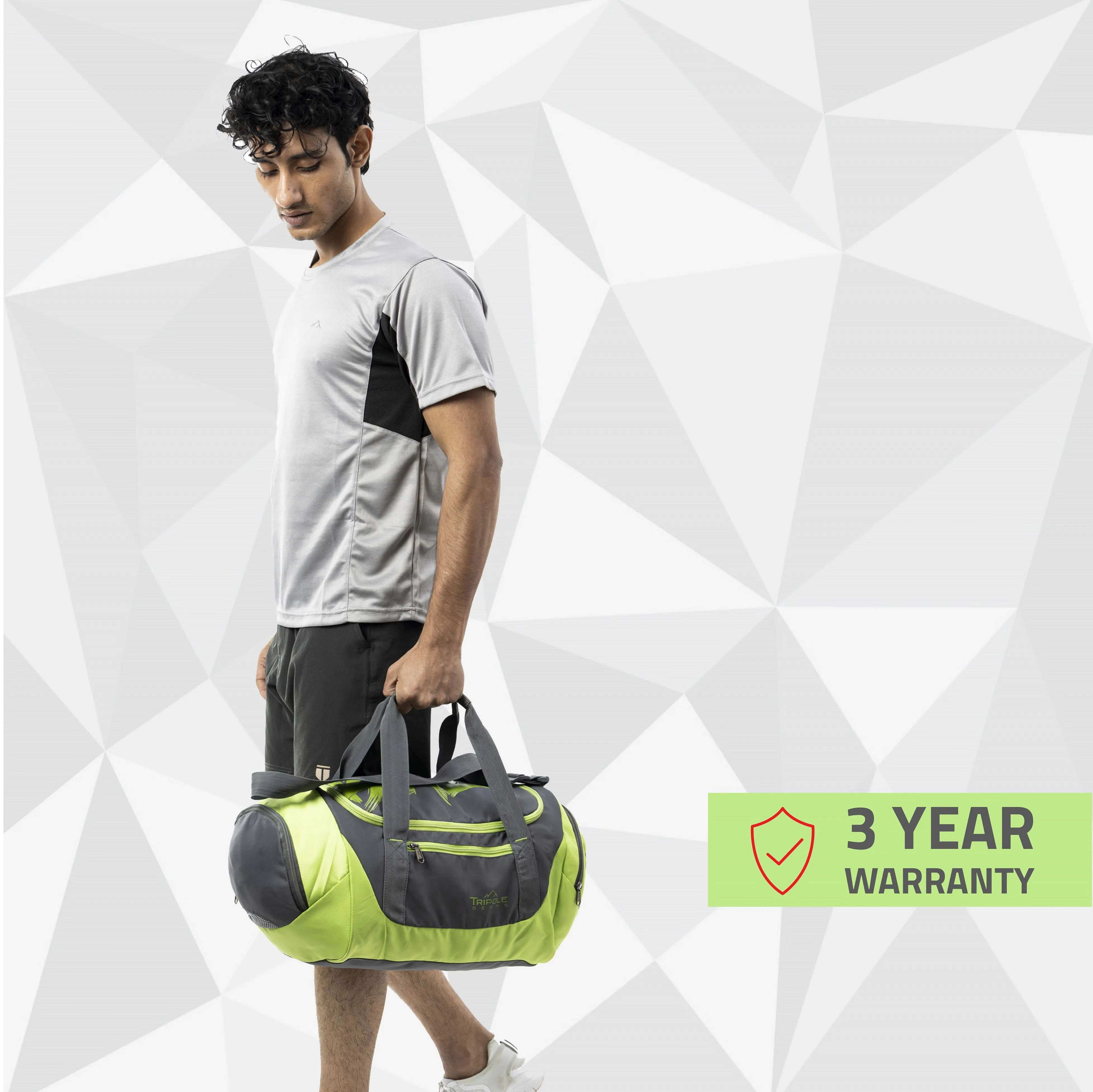 Blaze Gym & Sports Duffel Bag l Green Melange and Green Jaquard