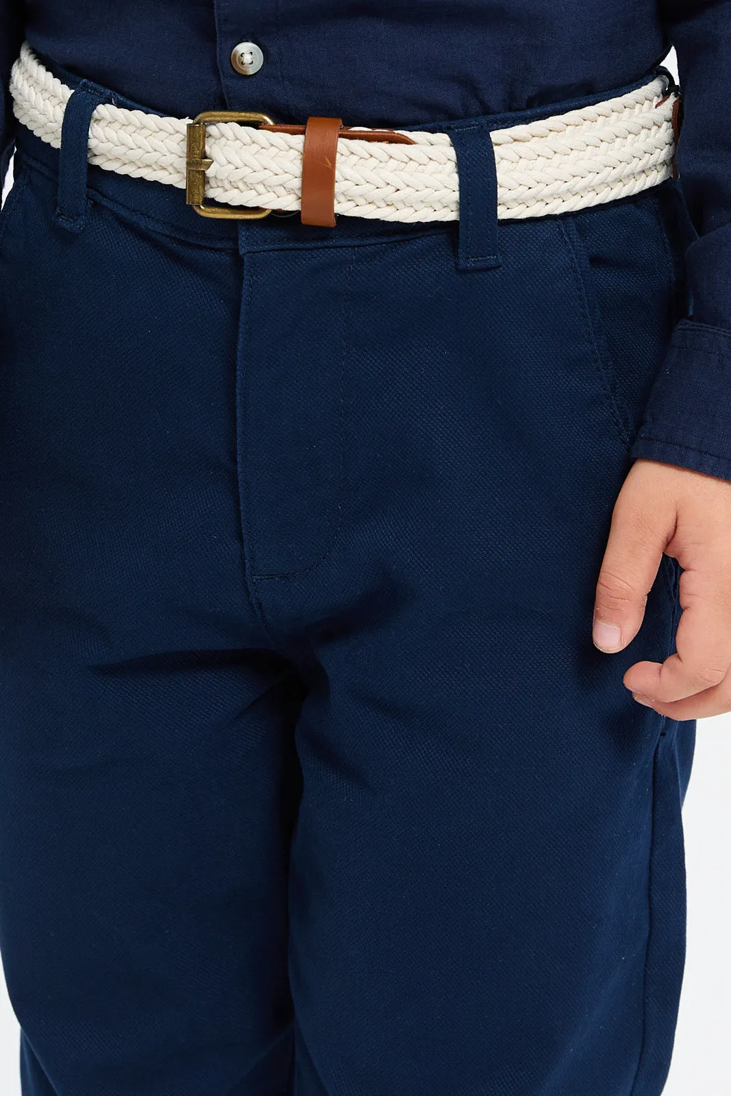 Boys Navy Belted Trousers