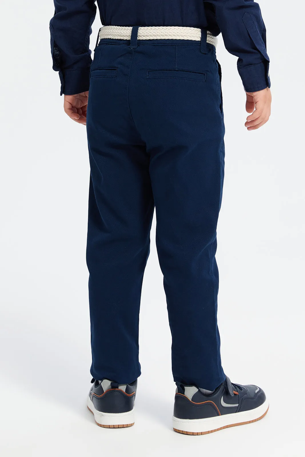 Boys Navy Belted Trousers