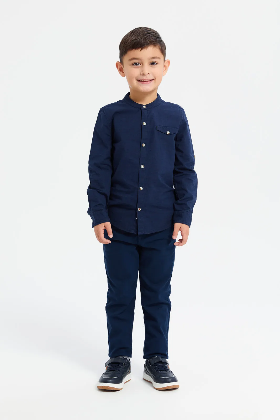 Boys Navy Belted Trousers