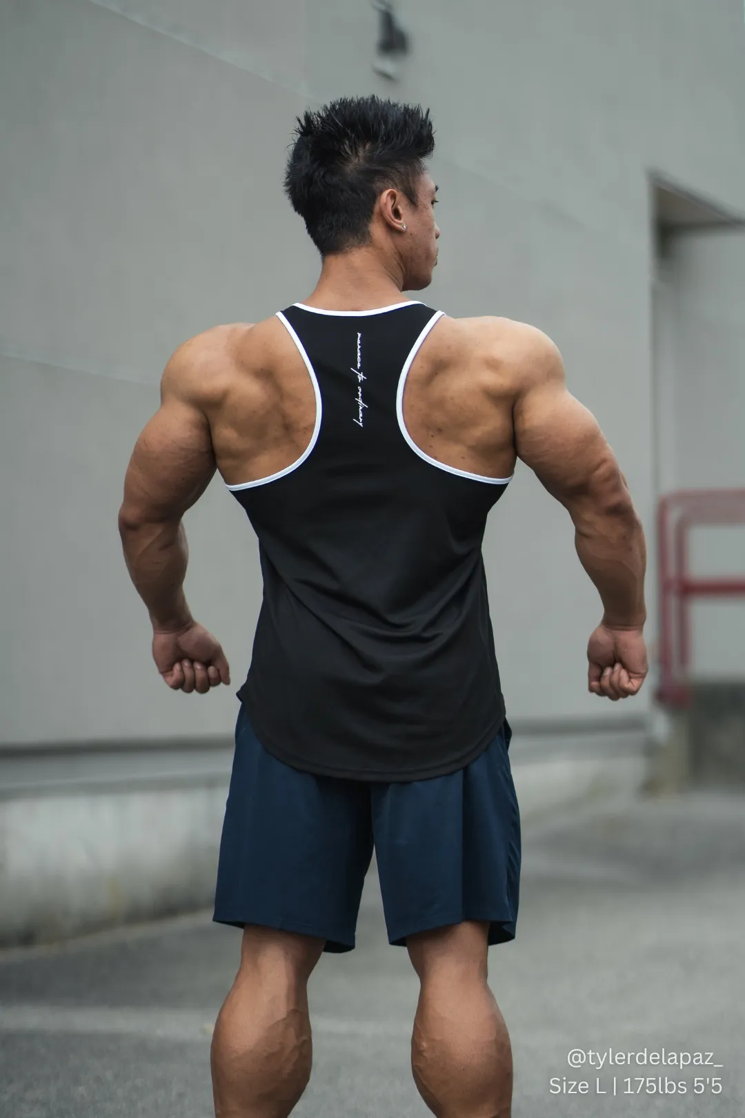 Fast-Dry Bodybuilding Workout Stringer - Black with White