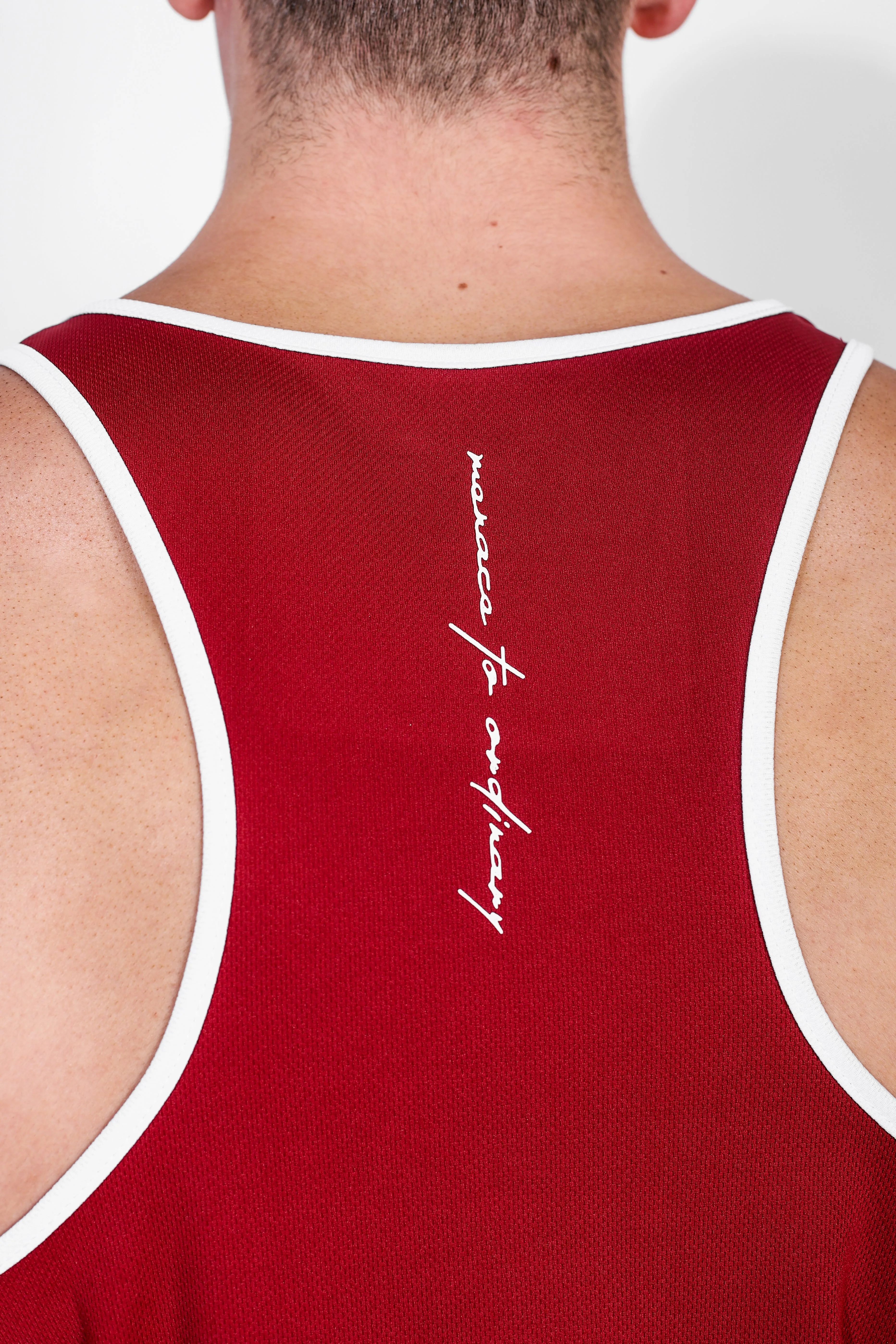 Fast-Dry Bodybuilding Workout Stringer - Maroon & White