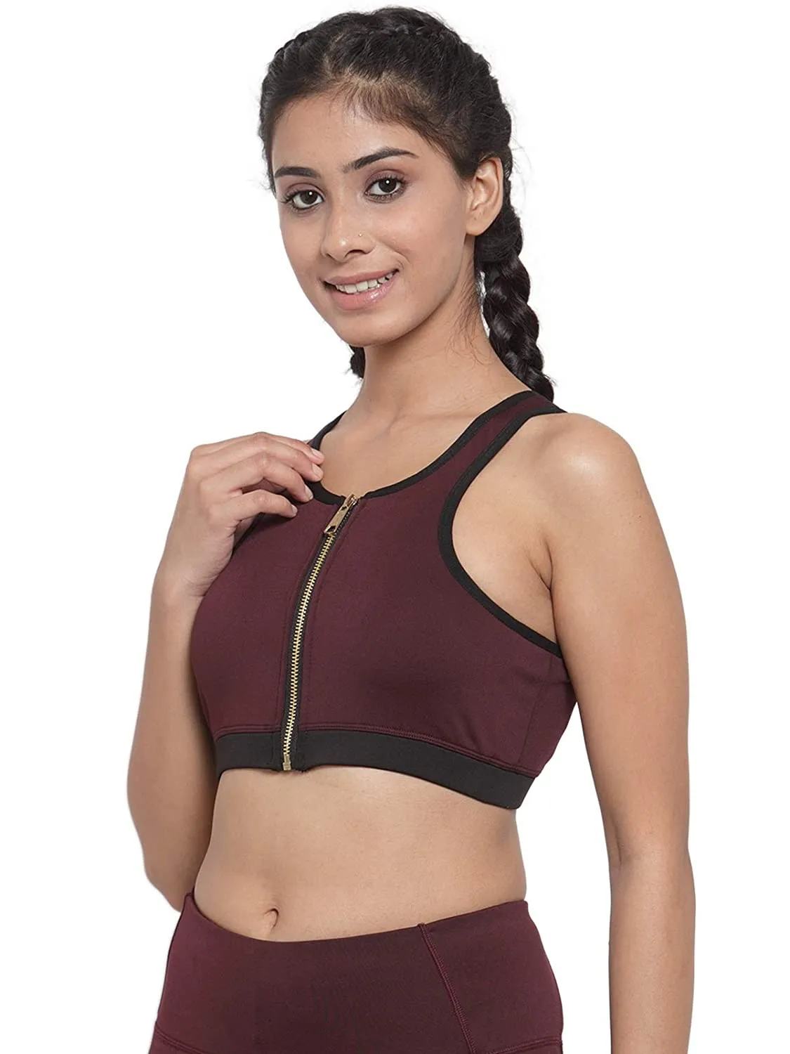 Invincible Women's Front Zip Sports Bra