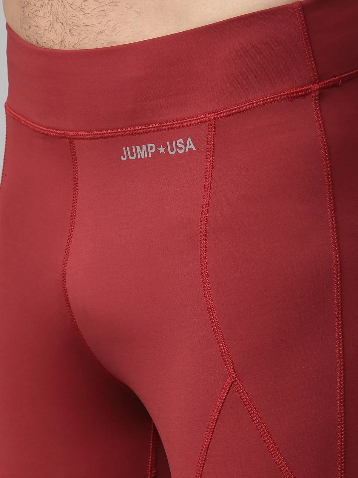 JUMP USA Men Maroon Rapid Dry-Fit Antimicrobial Running Tights