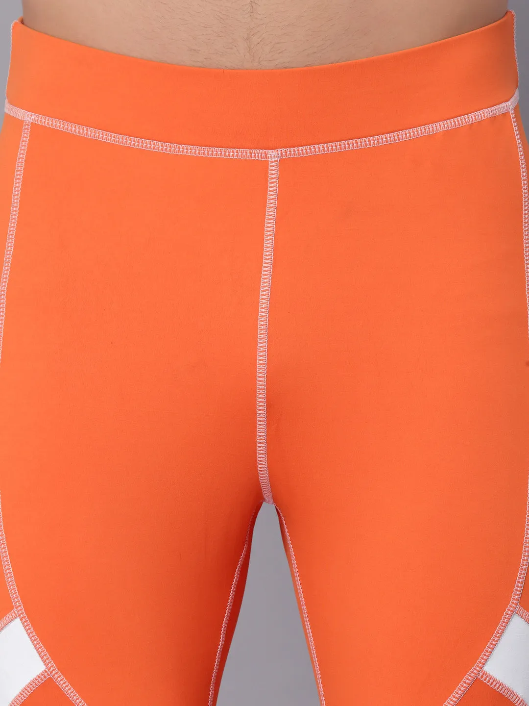 JUMP USA Men Orange Rapid Dry-Fit Antimicrobial Running Tights