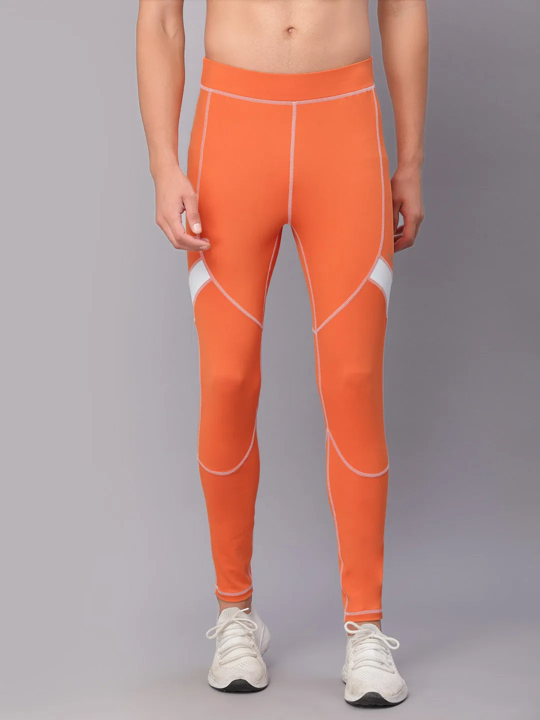 JUMP USA Men Orange Rapid Dry-Fit Antimicrobial Running Tights