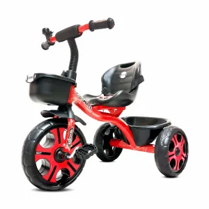 Kidsmate Ninja Plug N Play Durable Kids/Baby Tricycle, Storage Basket, Cushion Seat and Seat Belt for 12 Months to 48 Months Boys/Girls/Carrying Capacity Upto 30 Kgs (Red)