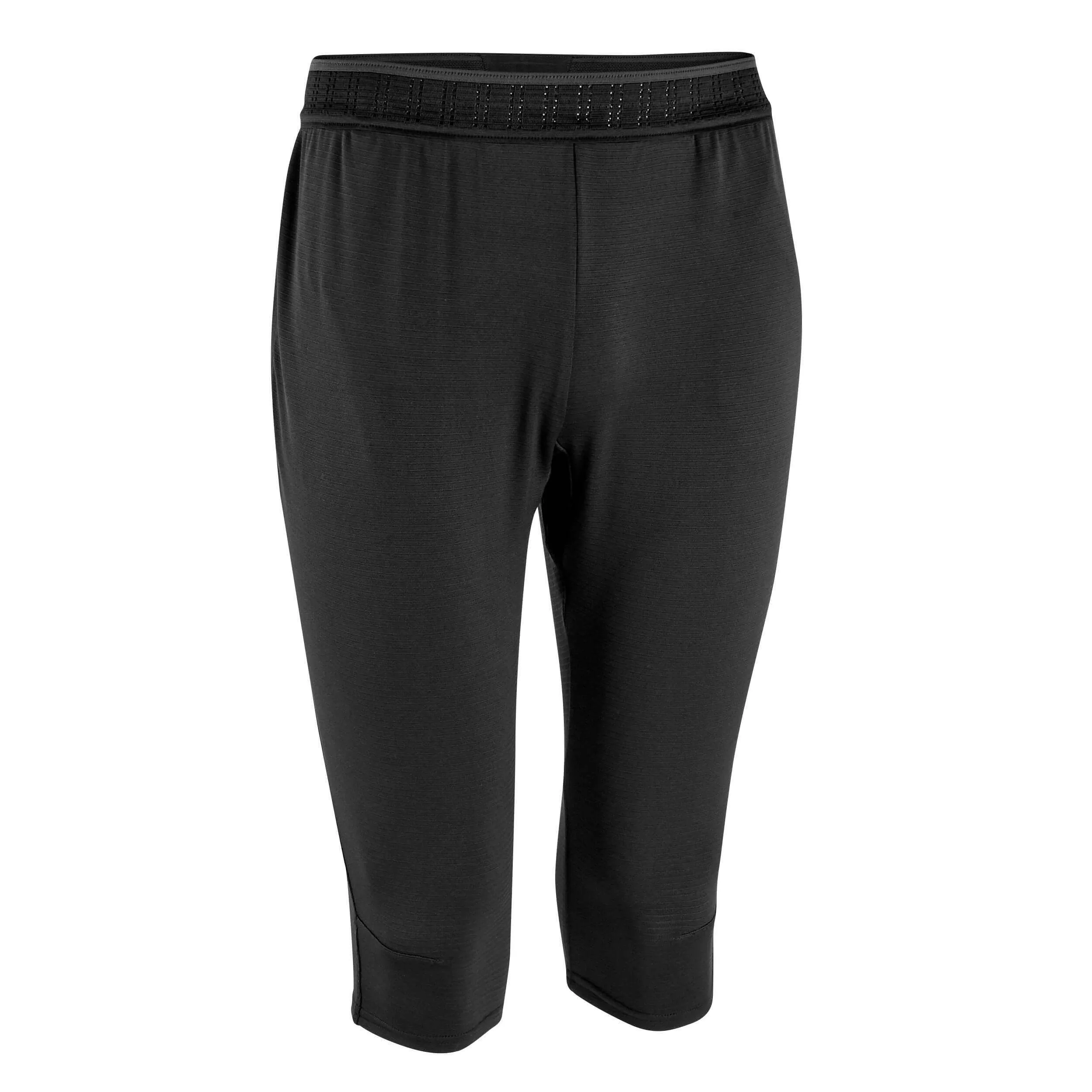 Kipsta CLR 3/4 adult football trousers, black/charcoal gray