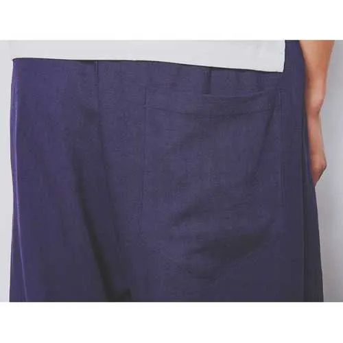 Large Size Pure Color Linen Cotton Tenths Trousers