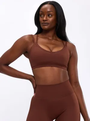 Limitless Laser Cut Sports Bra - Mocha