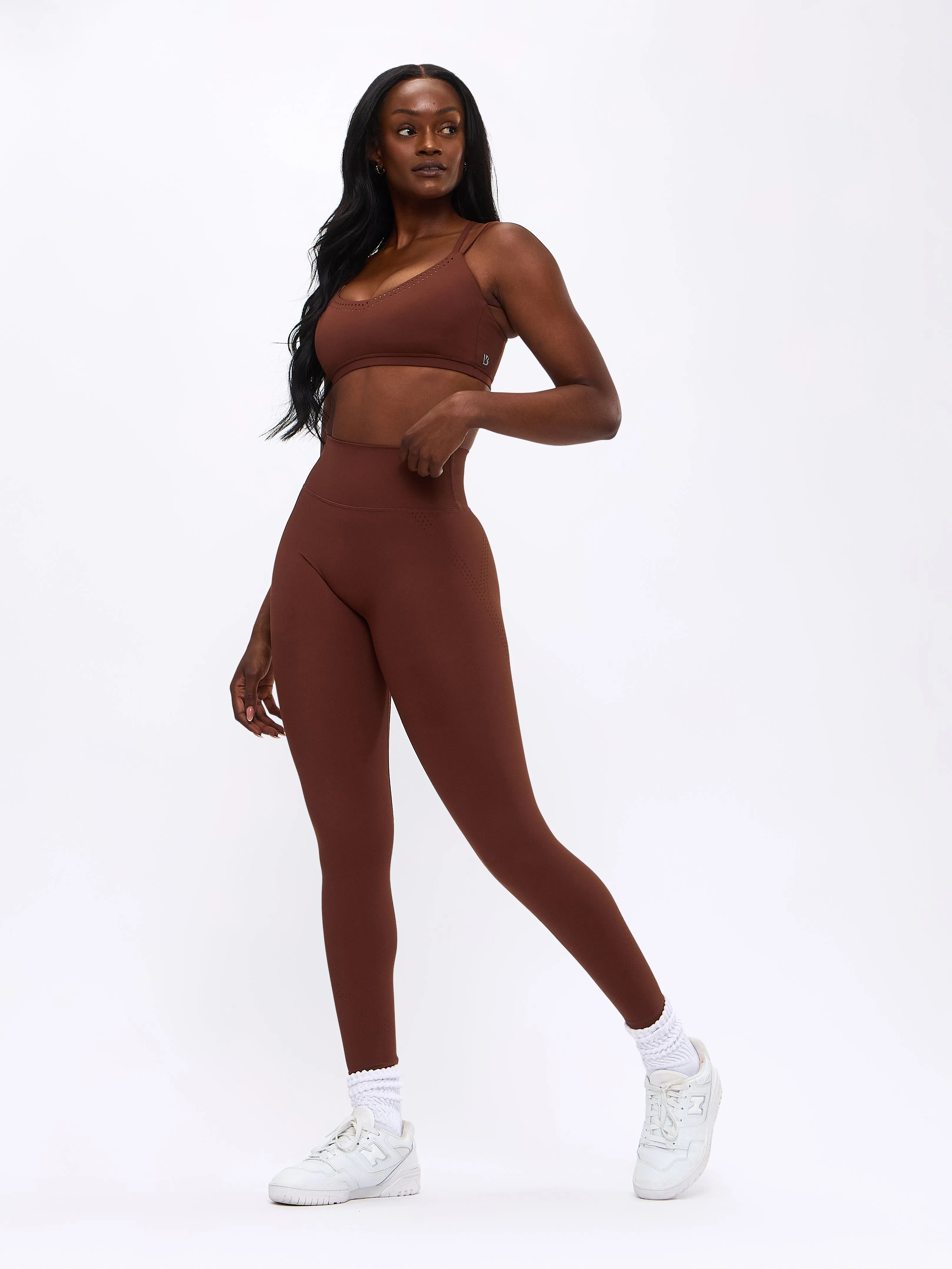 Limitless Laser Cut Sports Bra - Mocha