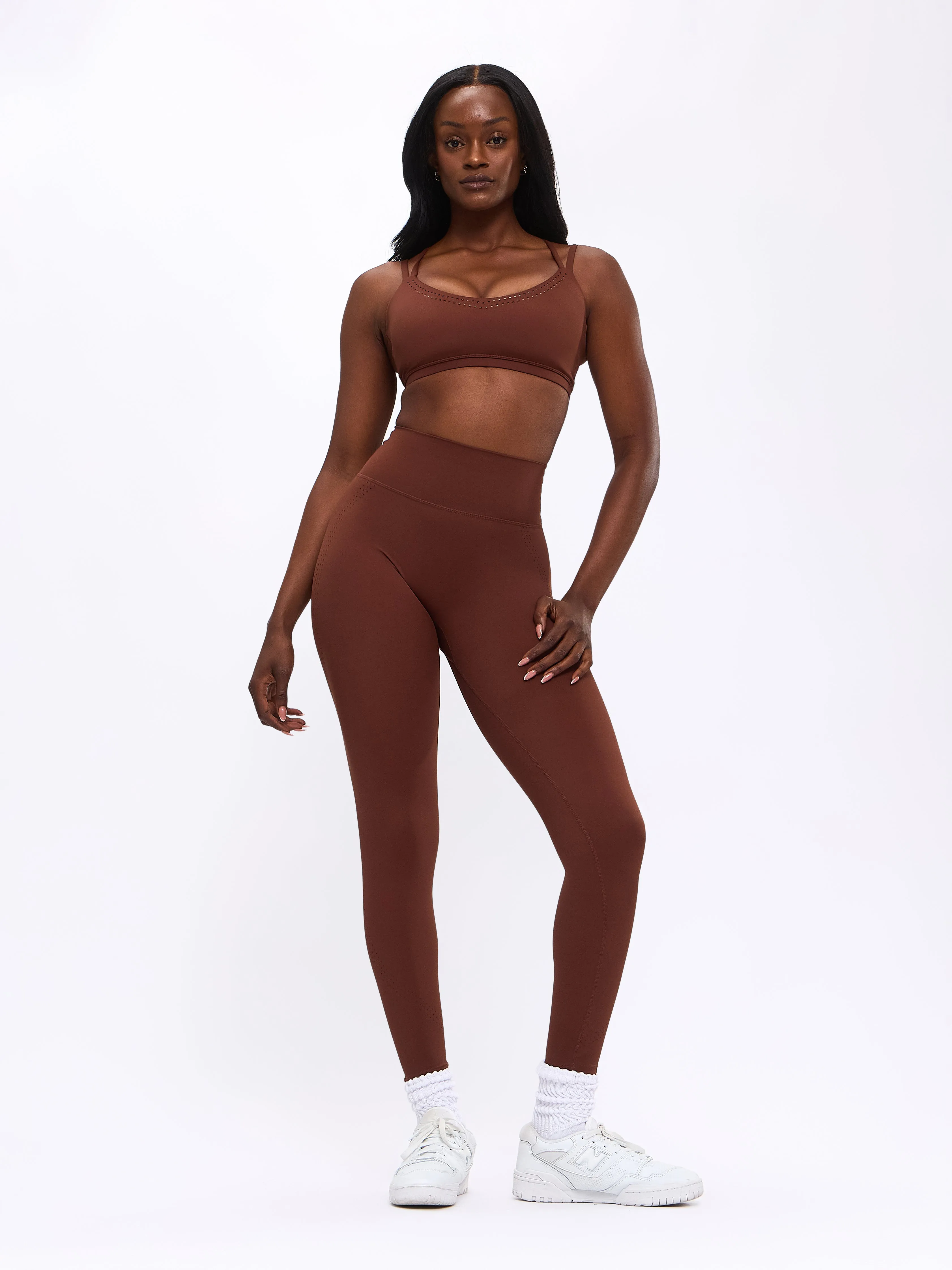 Limitless Laser Cut Sports Bra - Mocha