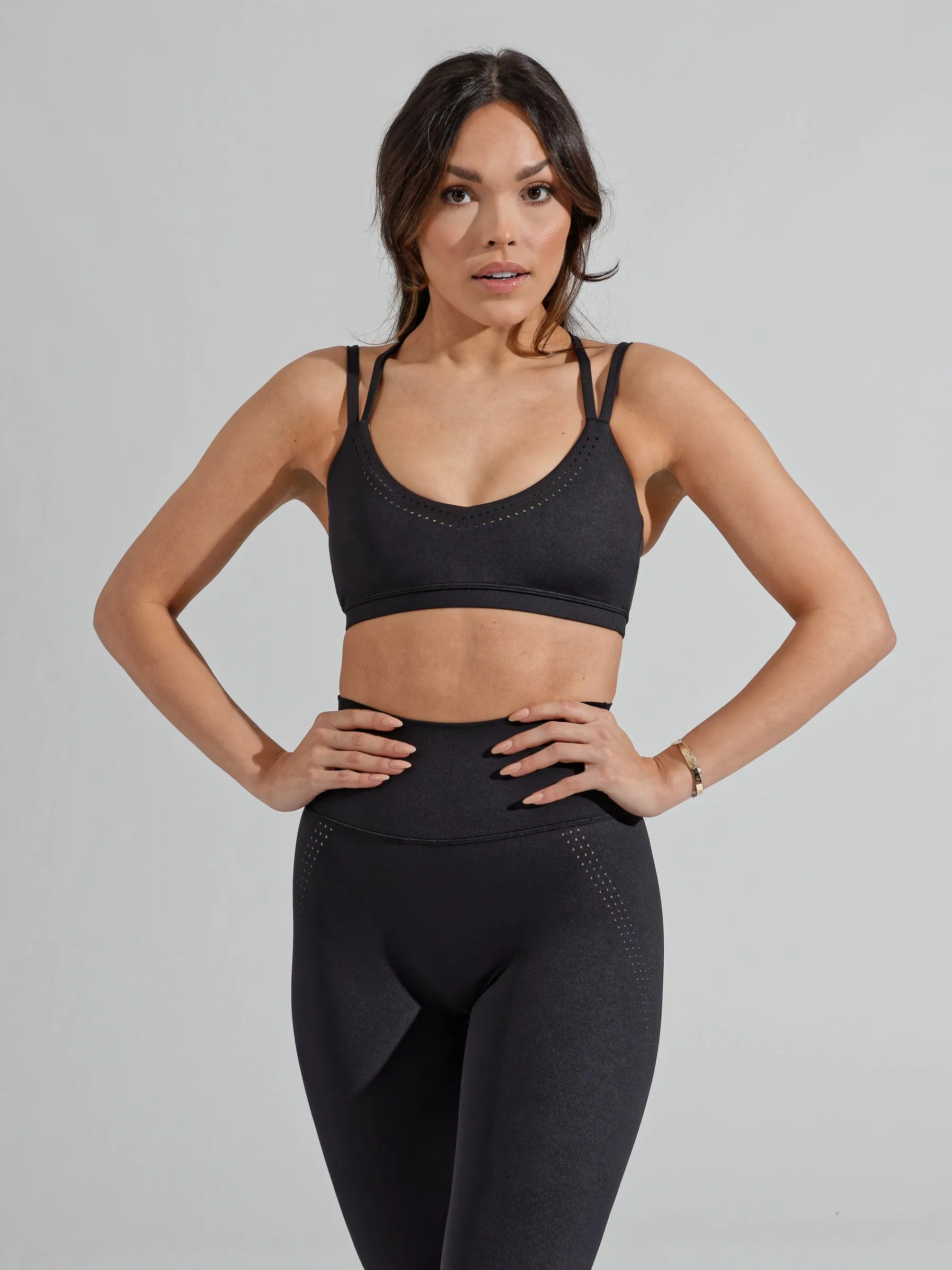 Limitless Laser Cut Sports Bra - Onyx Black