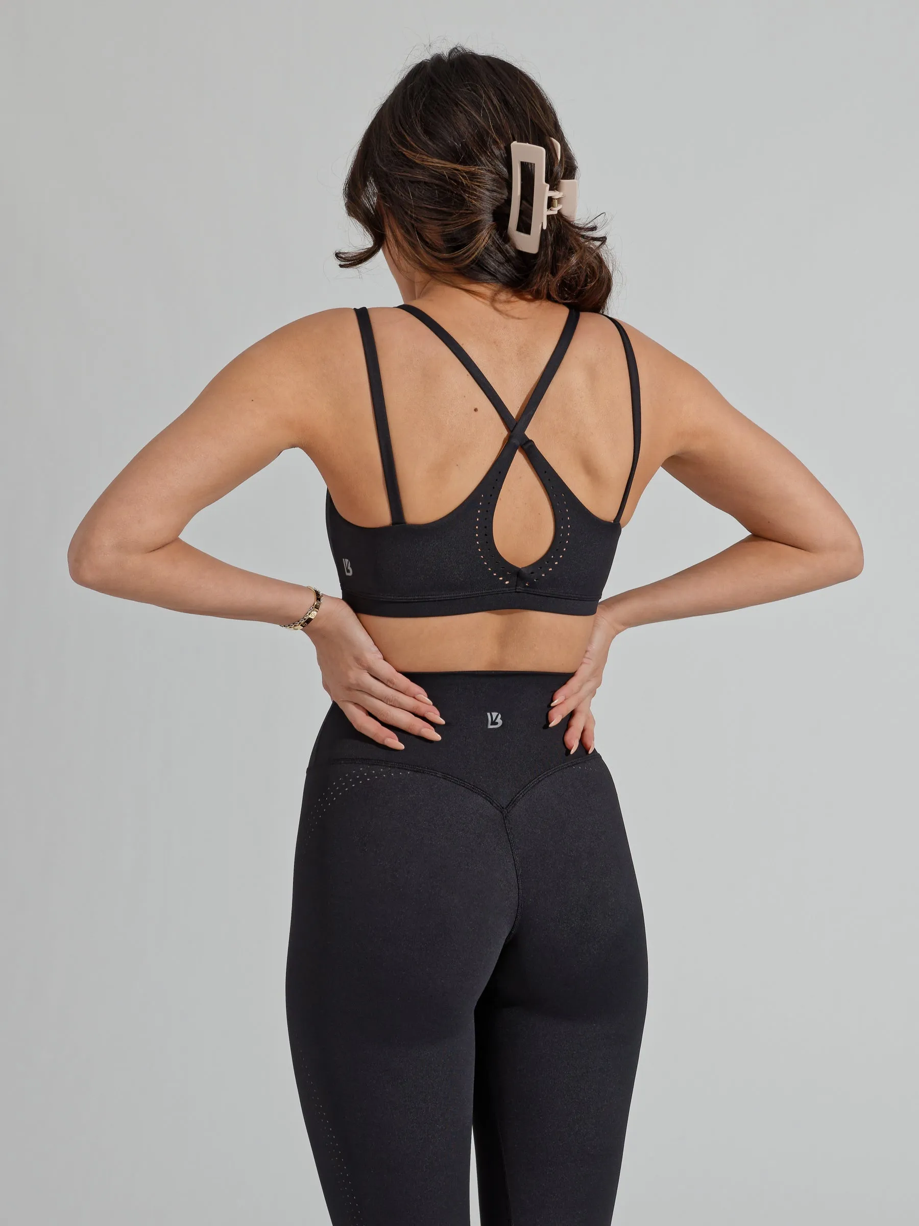 Limitless Laser Cut Sports Bra - Onyx Black