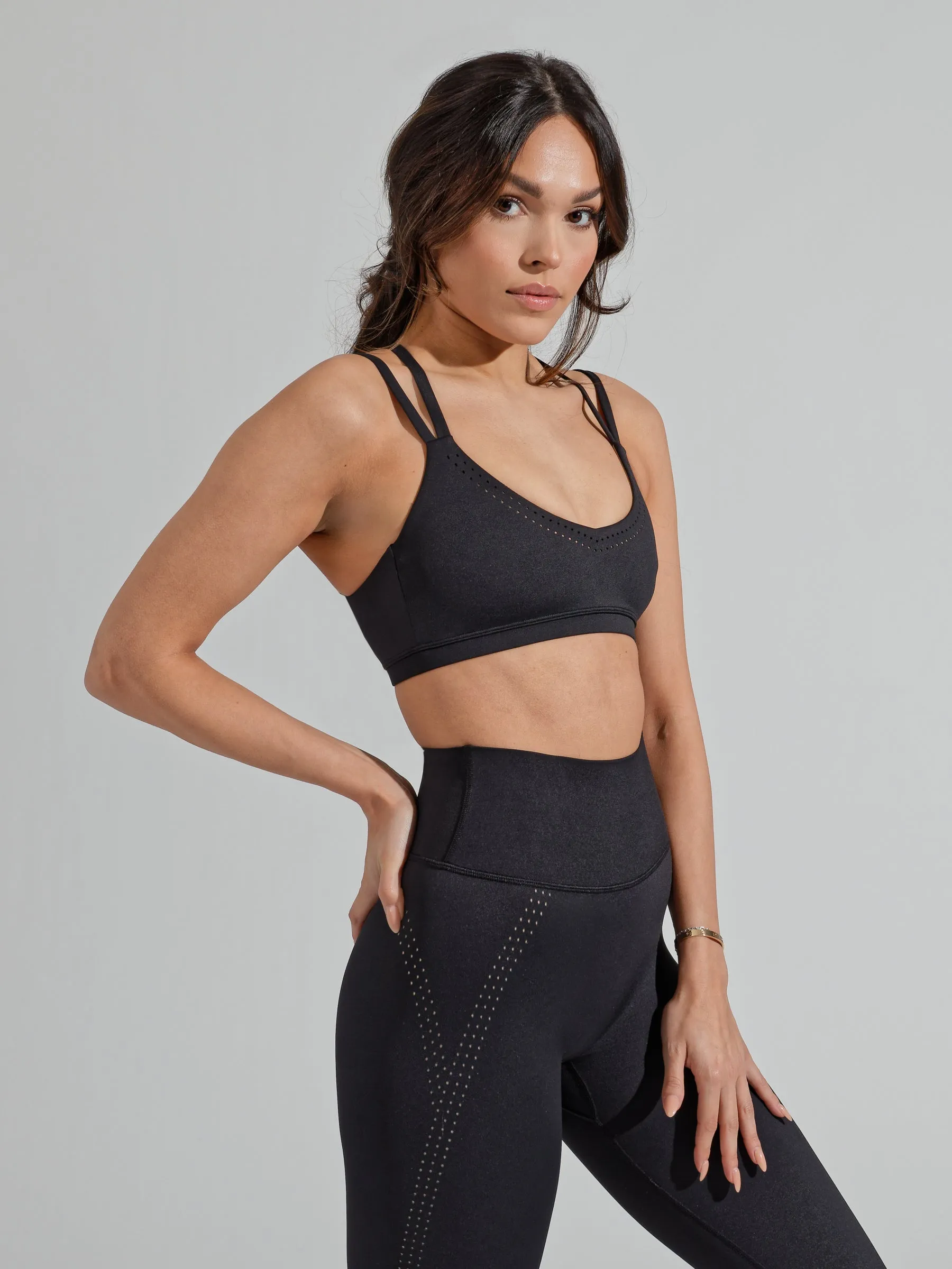 Limitless Laser Cut Sports Bra - Onyx Black