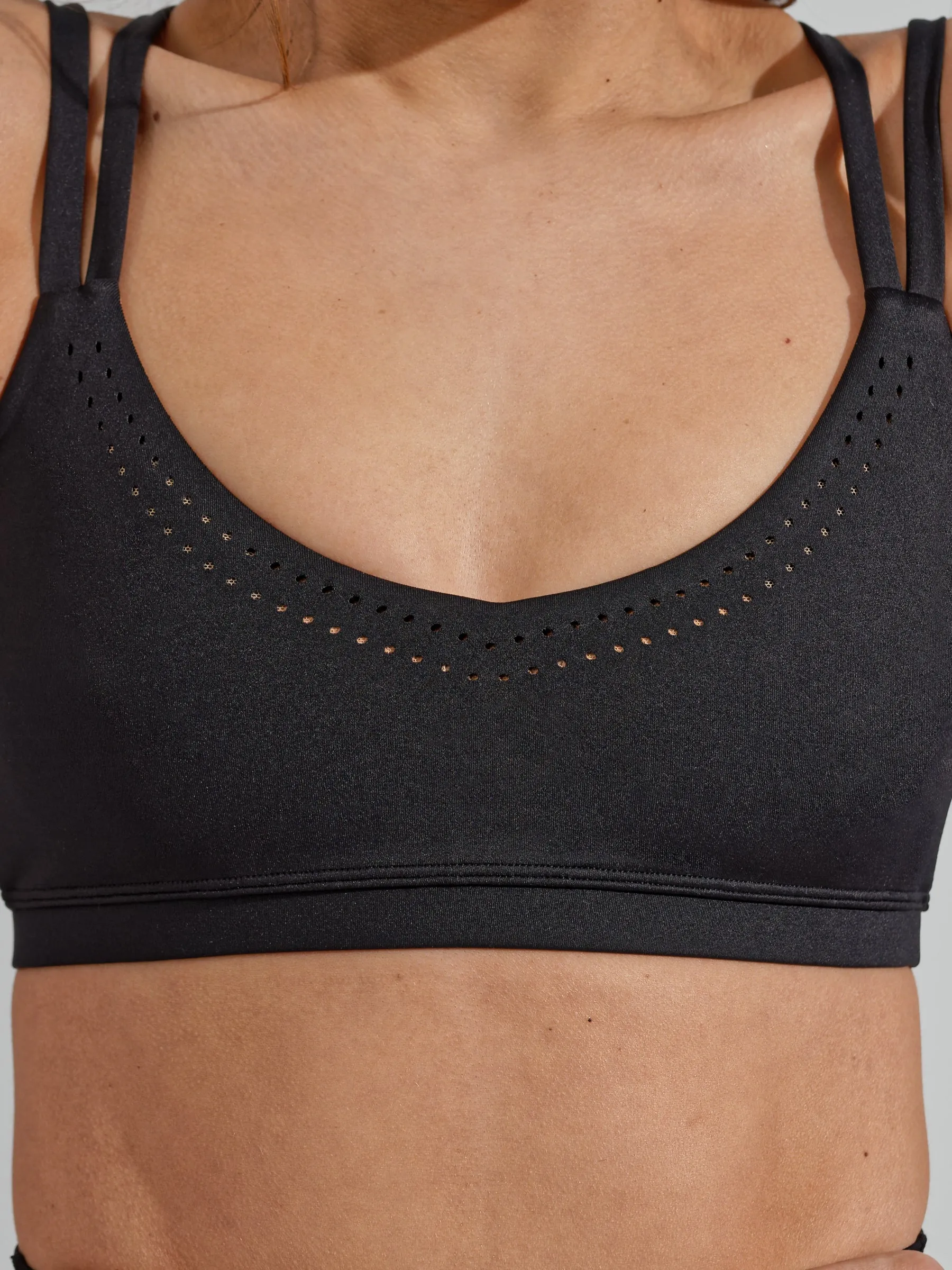 Limitless Laser Cut Sports Bra - Onyx Black