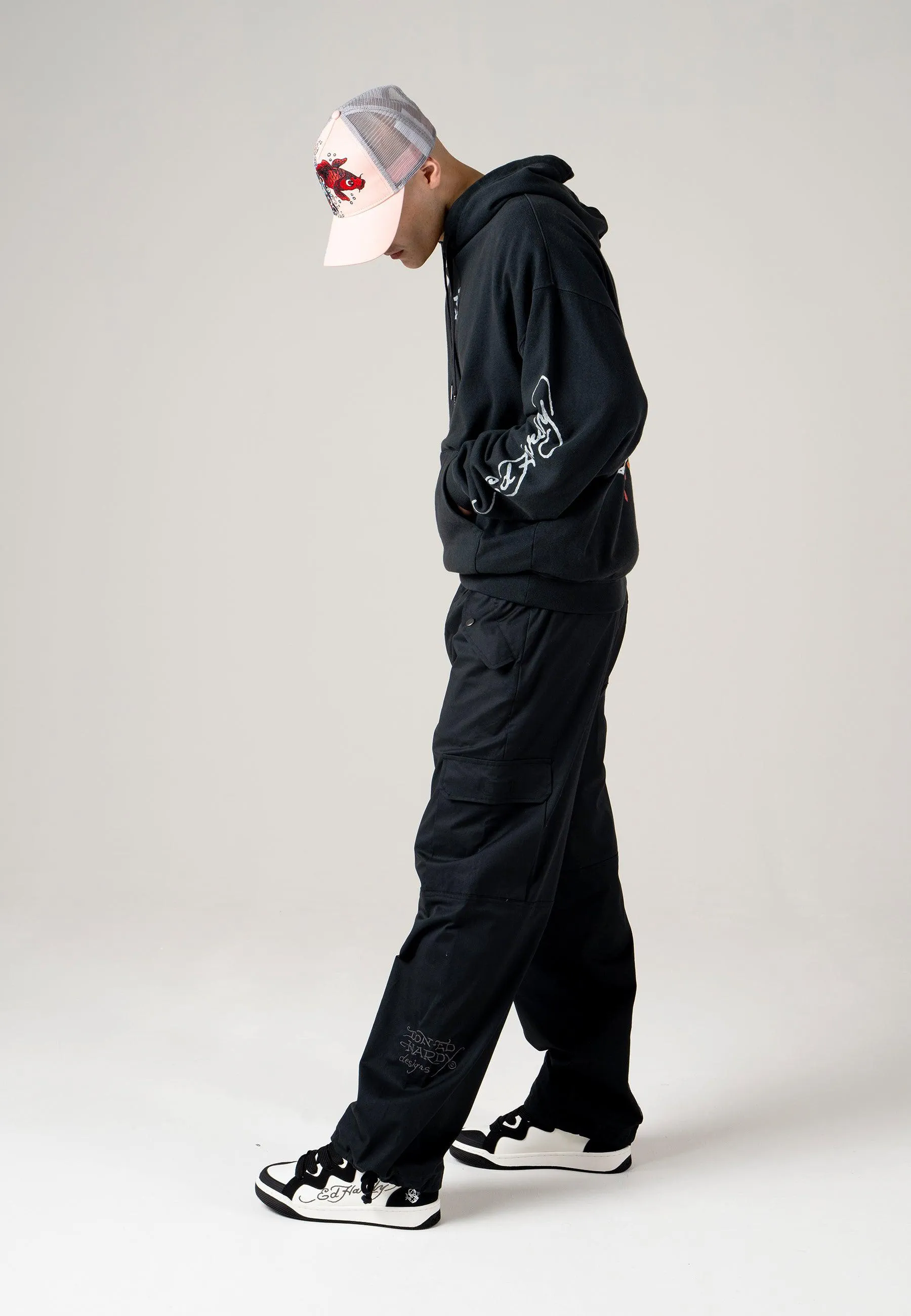 Mens Eagle Swoop Cargo Pants Trousers - Black