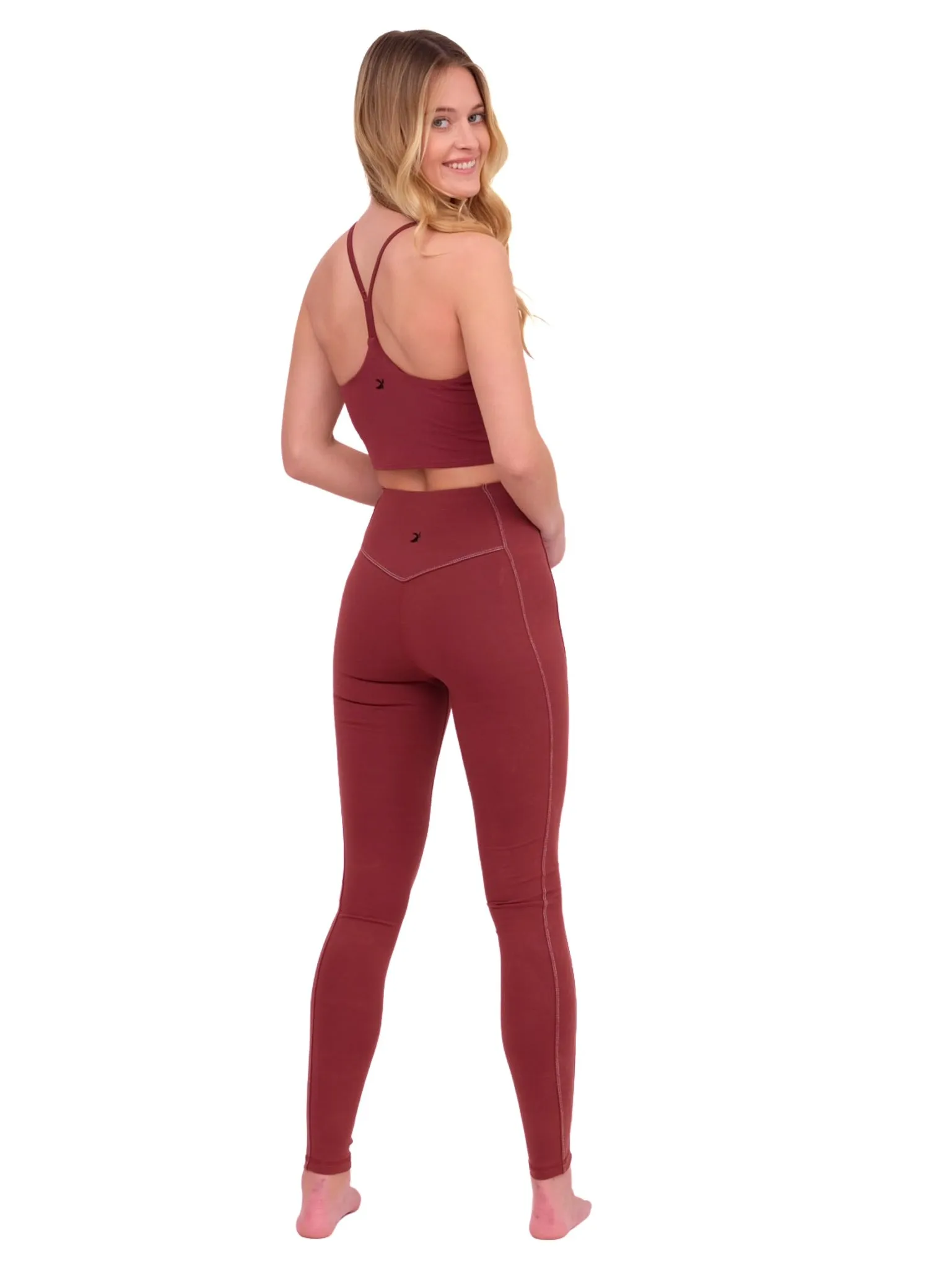 Merlot & White Contrast Yoga Pants