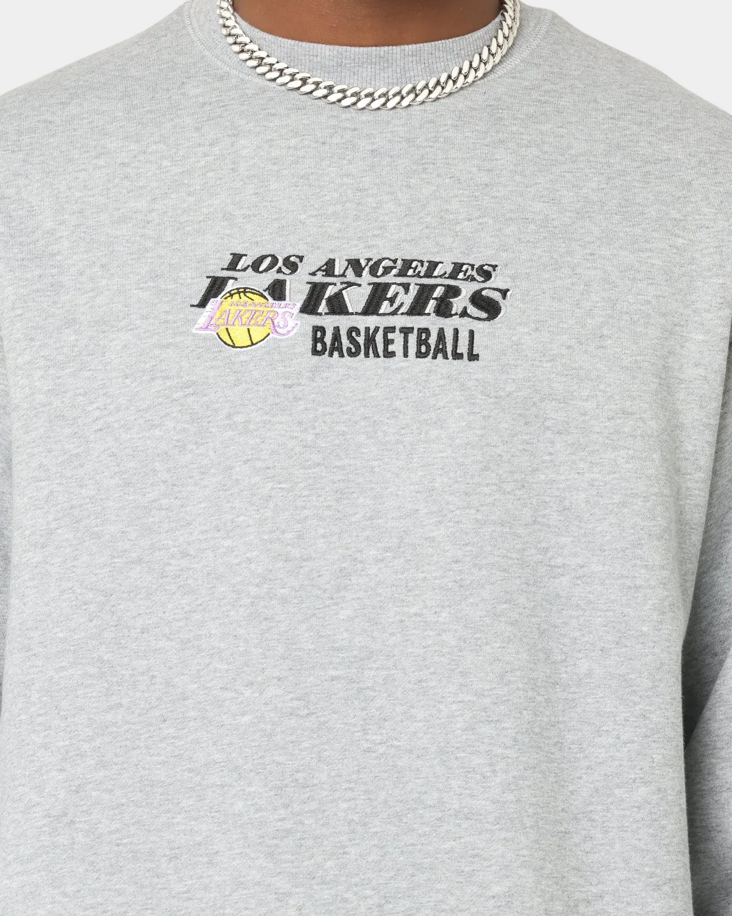 Mitchell & Ness Los Angeles Lakers Vintage Line Up Crewneck Grey Marle