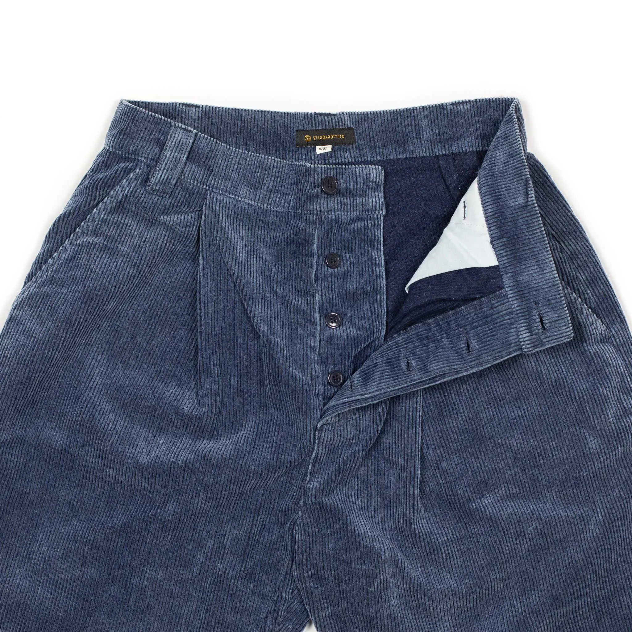 Naval trousers in faded blue cotton corduroy