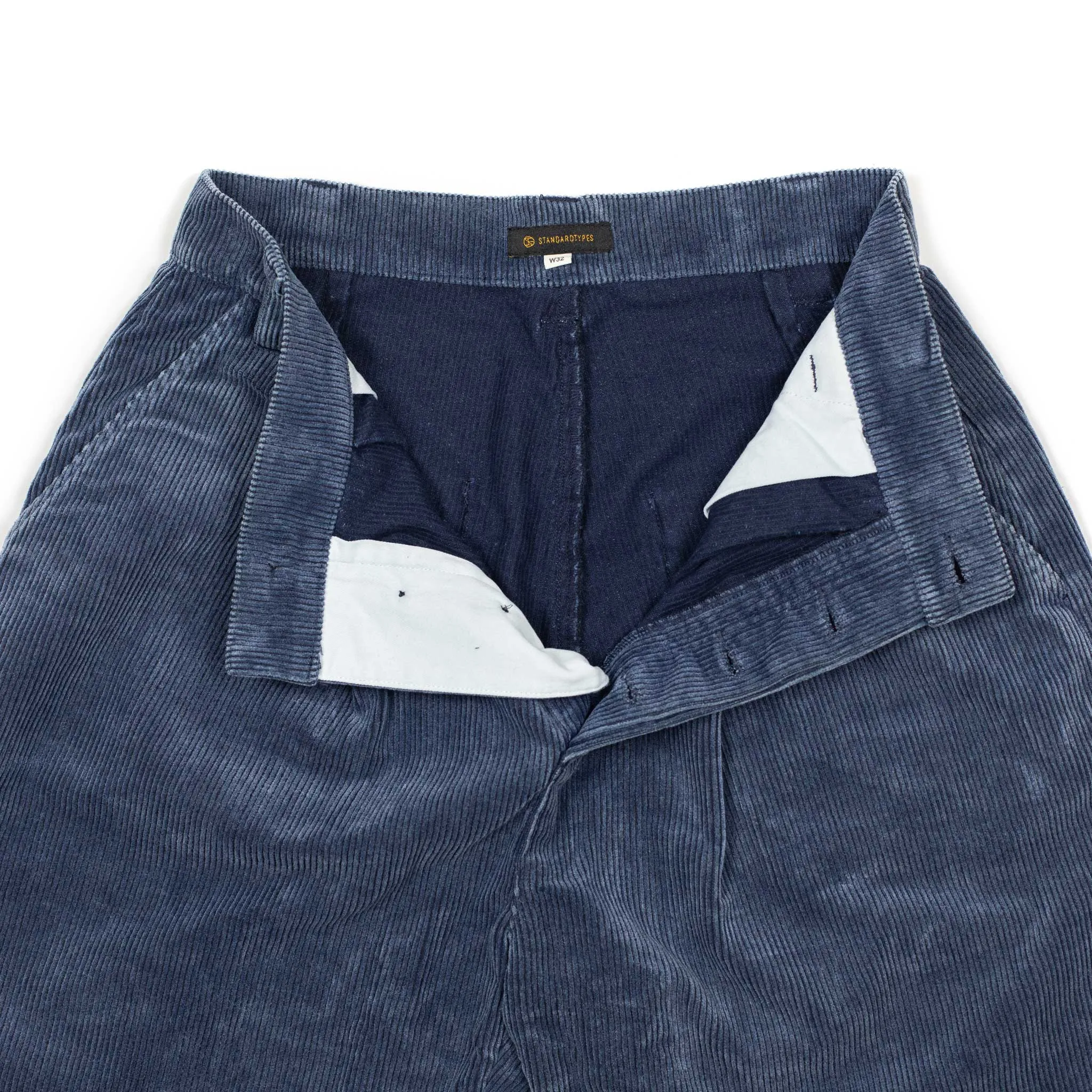 Naval trousers in faded blue cotton corduroy