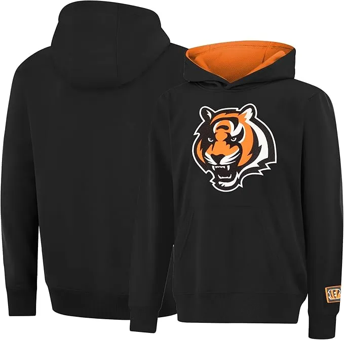 NFL Official Youth Super Soft Hoodie Sweatshirt Pullover - Warm Polyester Blend|Cincinnati Bengals