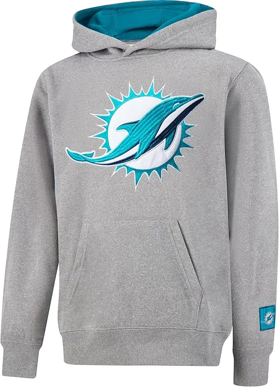 NFL Official Youth Super Soft Hoodie Sweatshirt Pullover - Warm Polyester Blend|Miami Dolphins