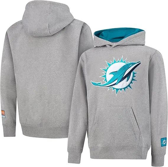 NFL Official Youth Super Soft Hoodie Sweatshirt Pullover - Warm Polyester Blend|Miami Dolphins