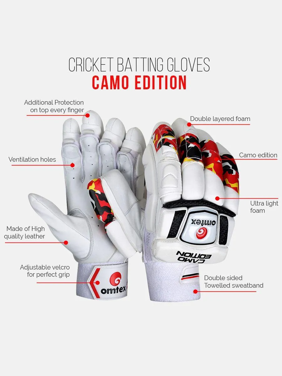 Omtex Cricket Batting Gloves Camo Edition | Cricket | KIBI Sports