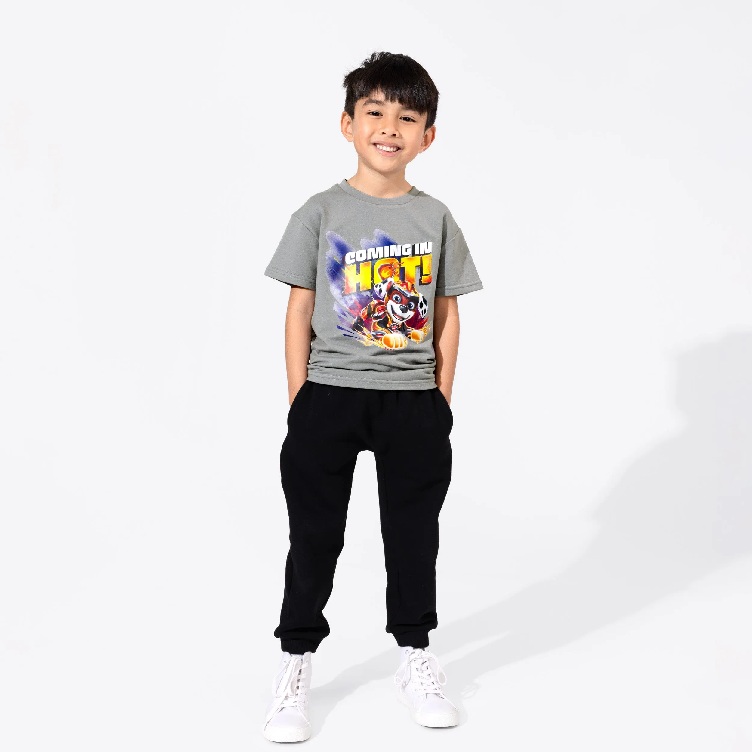 PAW Patrol: The Mighty Movie Marshall Stormy Grey Bamboo Terry Kids Oversized T-Shirt