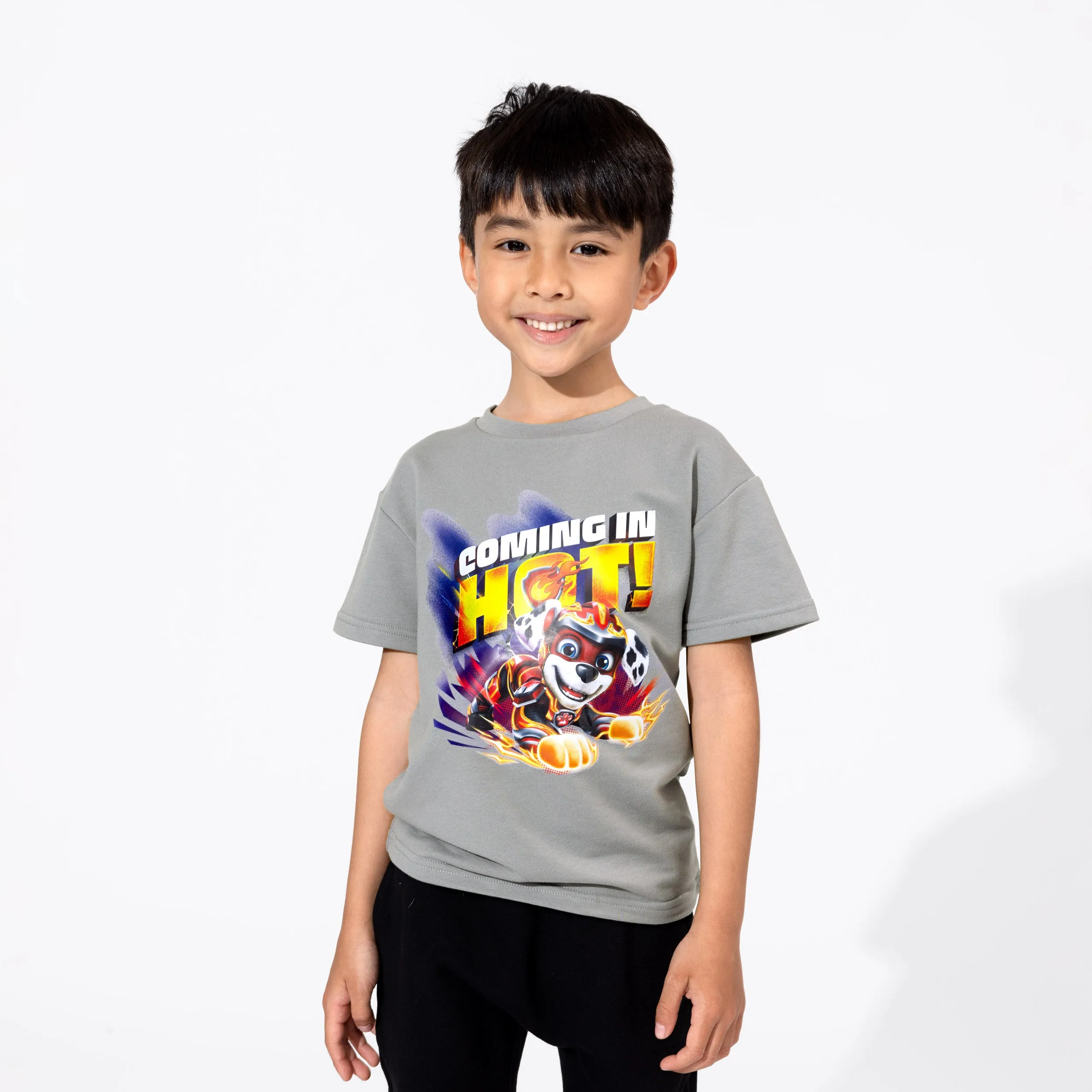 PAW Patrol: The Mighty Movie Marshall Stormy Grey Bamboo Terry Kids Oversized T-Shirt