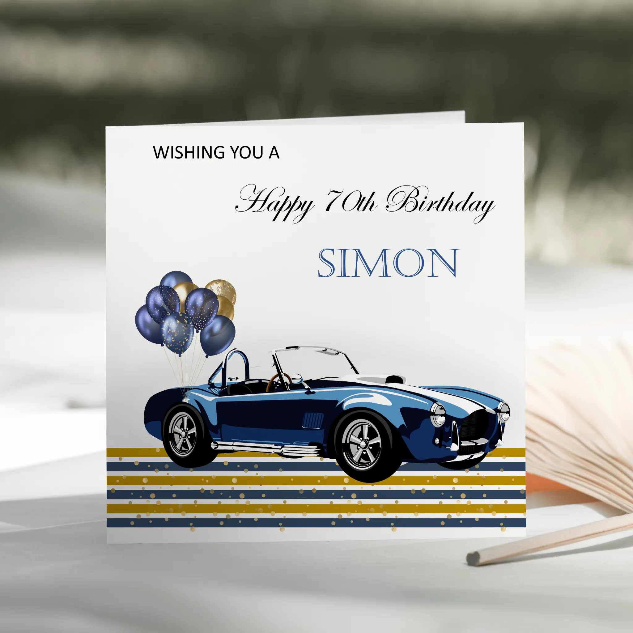 Personalised Birthday Card Vintage Sports Car Red