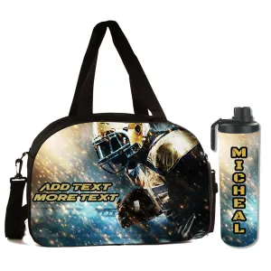 Personalized Full Color Sport Duffel Bag W/ Optional Water Bottle - Football