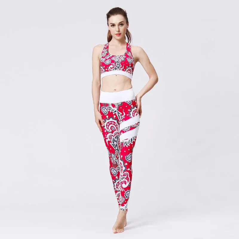 Printed Yoga Tracksuit Yoga Pants Yoga Vest Bra