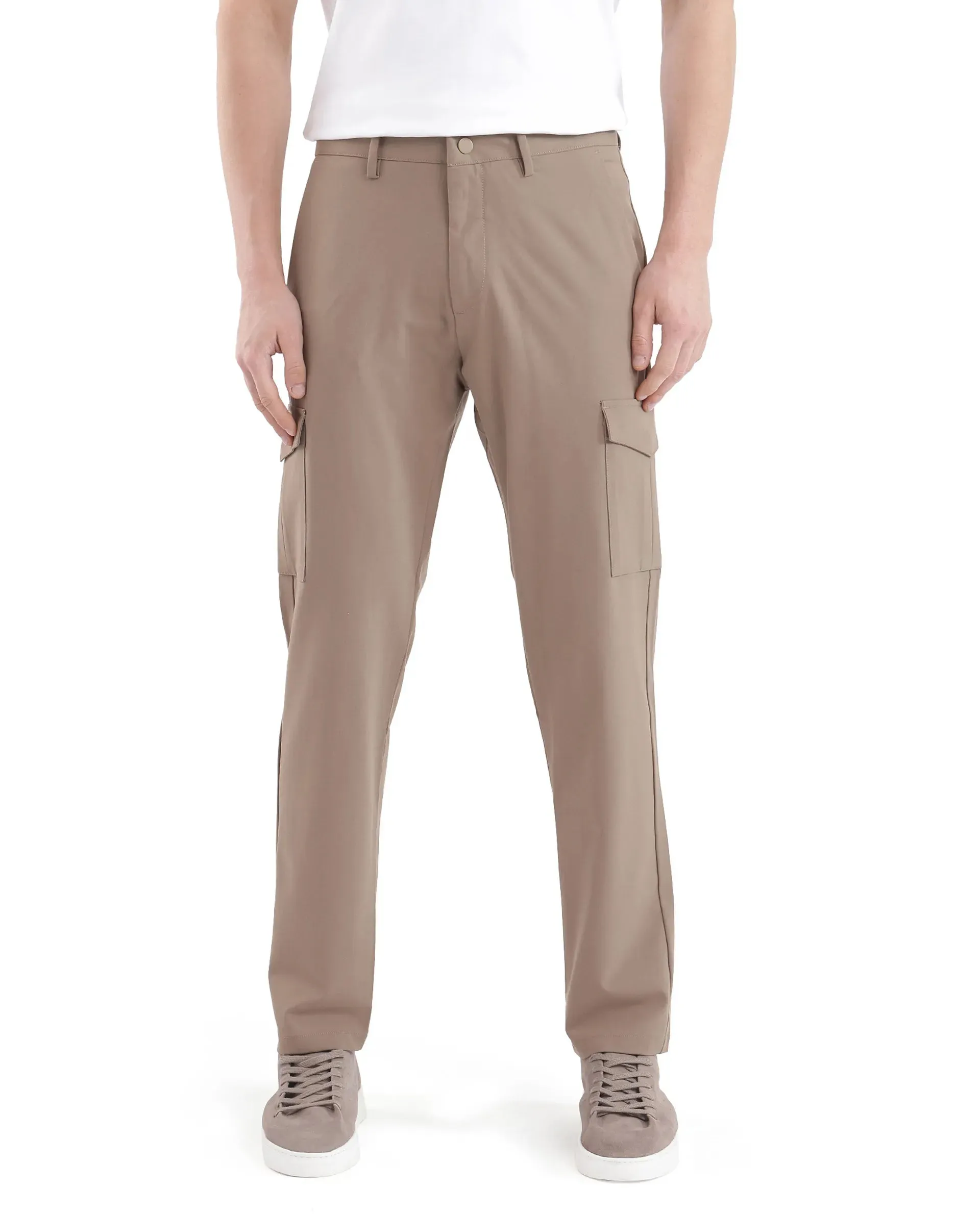 Rare Rabbit Men Traco Dark Beige Button And Zip Closure Plain Trouser