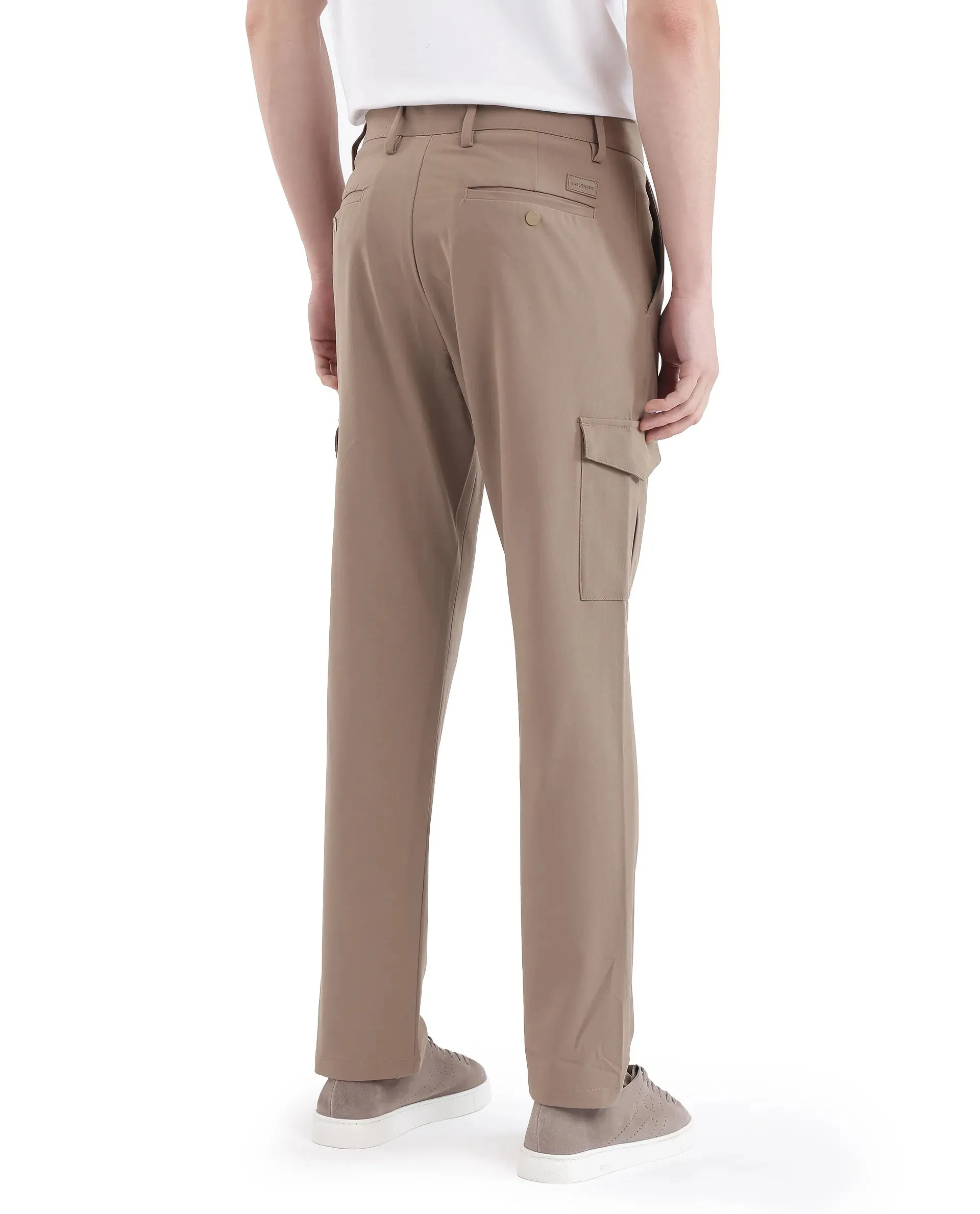 Rare Rabbit Men Traco Dark Beige Button And Zip Closure Plain Trouser