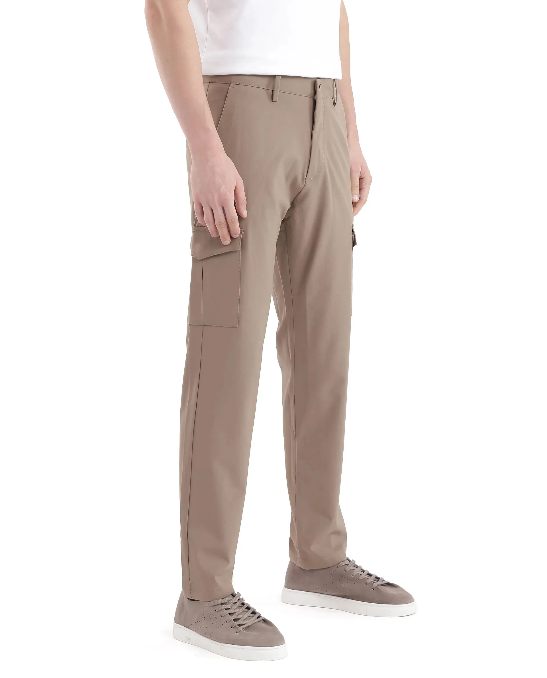 Rare Rabbit Men Traco Dark Beige Button And Zip Closure Plain Trouser