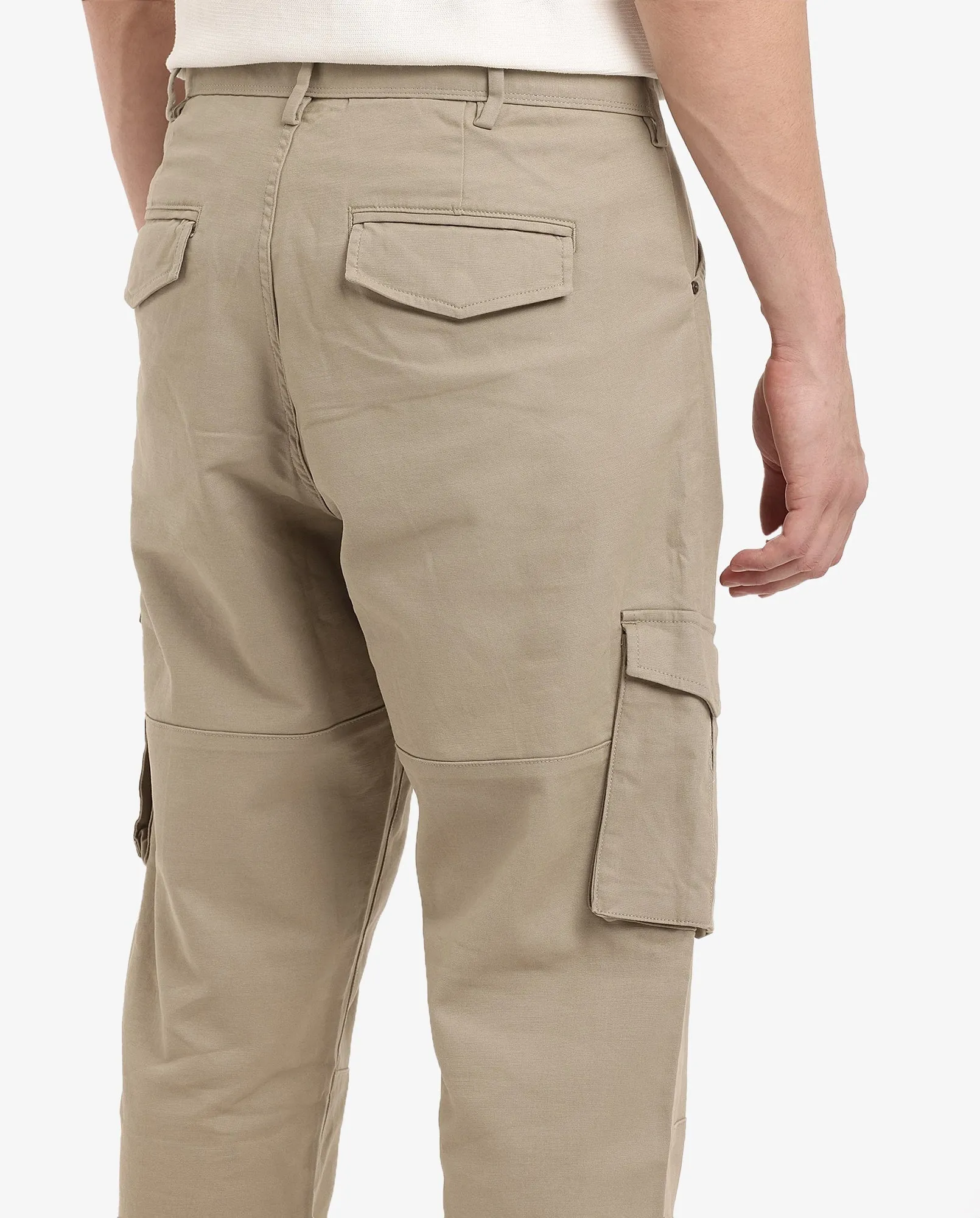 Rare Rabbit Men's Dima Light Olive Cotton Elastane Fabric Button And Zip Closure Cargo Trouser